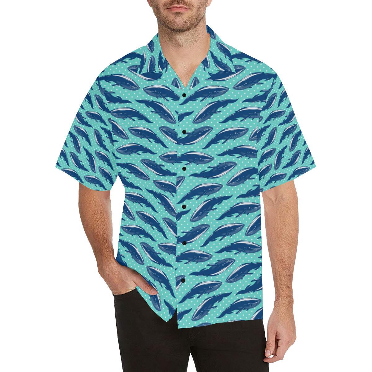 Whale Polka Dot Design Themed Print Hawaiian Shirt