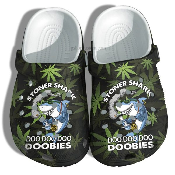 Stoner Shark Weed Crocs Cannabis Marijuana 420 Weed Crocband Clog Shoes For Men Women Ht