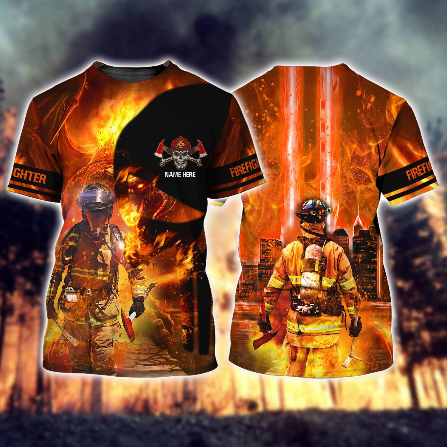 Custom With Name Firefighter 3D Shirt For Fire Man, Man With Fire 3D Tee Shirt