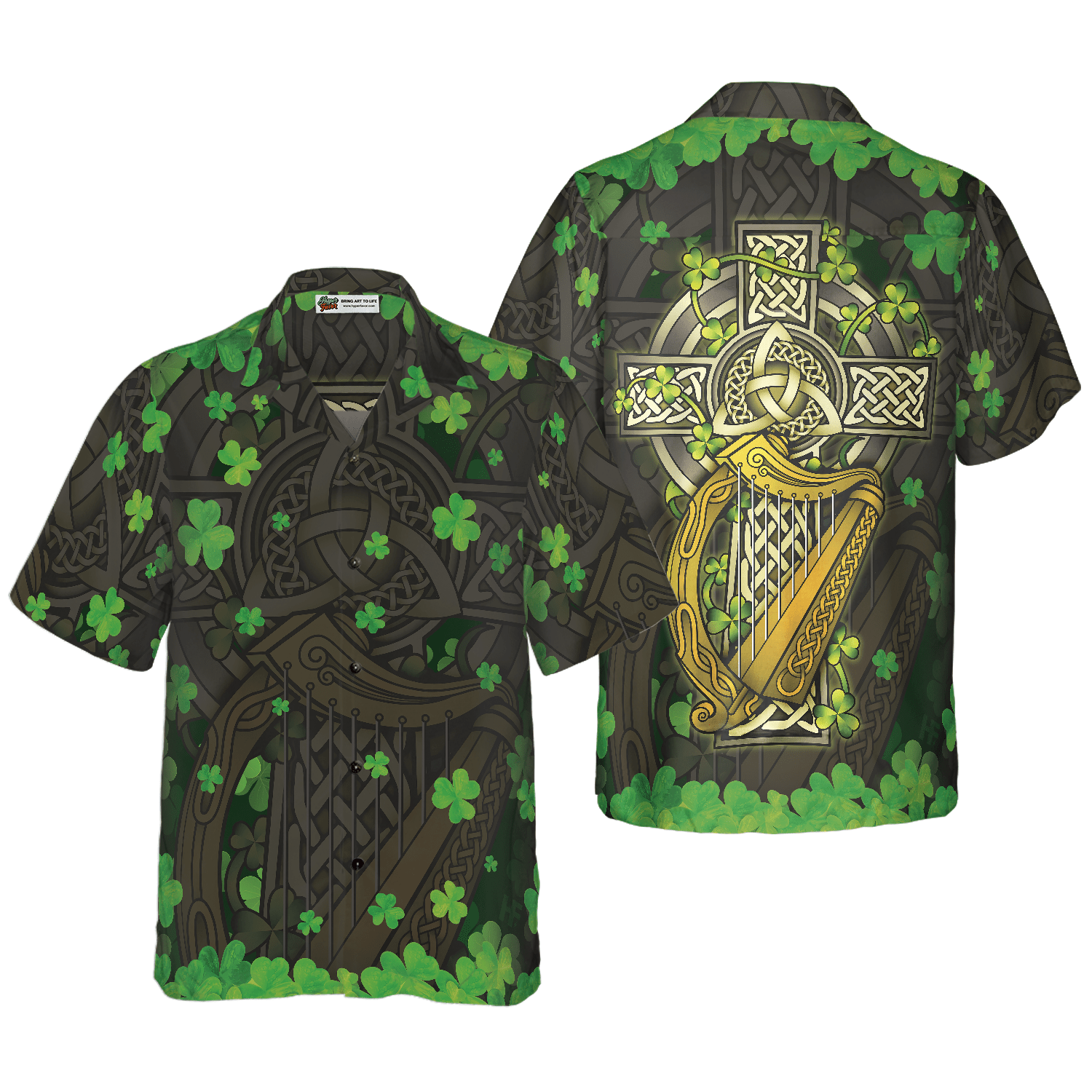 The Celtic Cross Harp Irish Proud Hawaiian Shirt