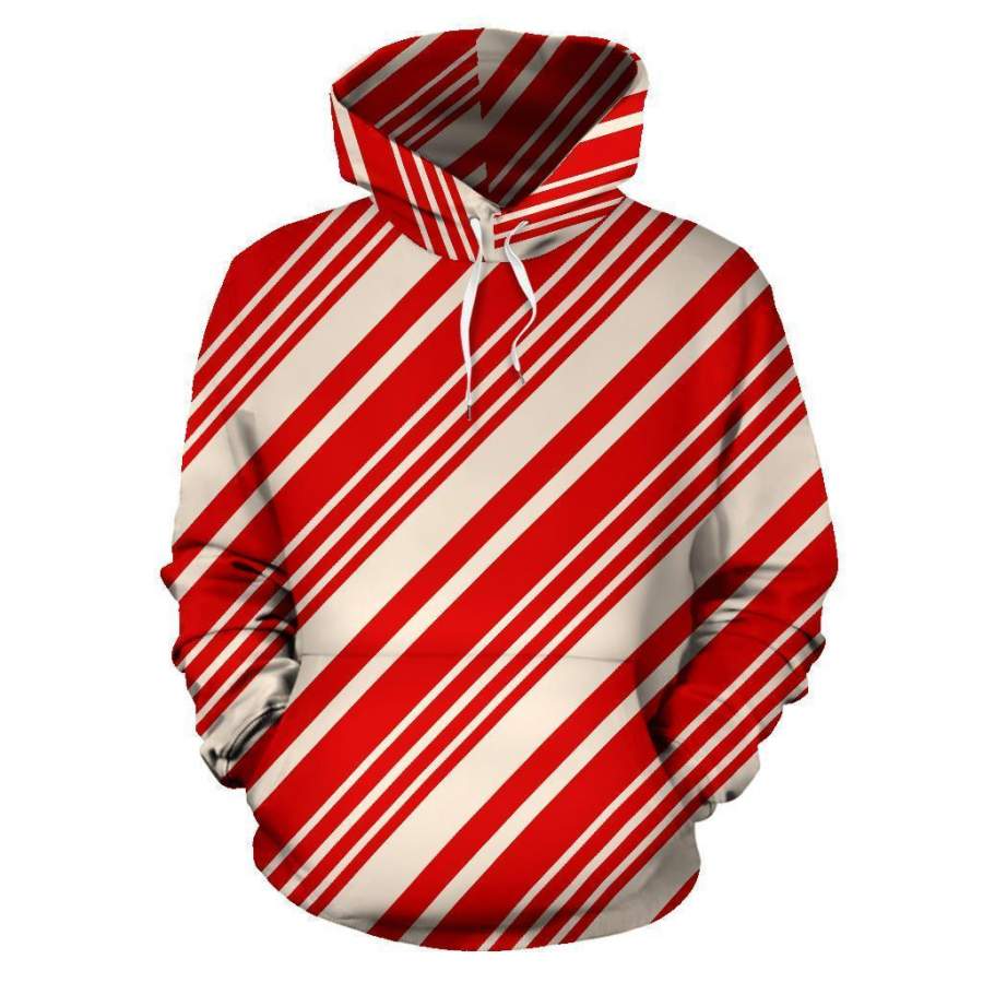 Print Pattern Candy Cane Men Women Pullover Hoodie