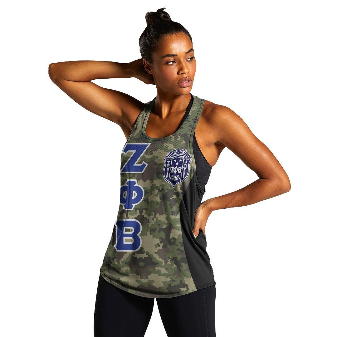 Sorority Tank Top – Zeta Phi Beta Sorority Camouflage Women’S Racerback Tank