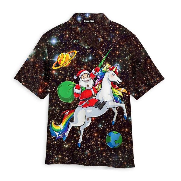 Christmas Santa Riding Unicorn Hawaii Shirt For Men Women Ha74022