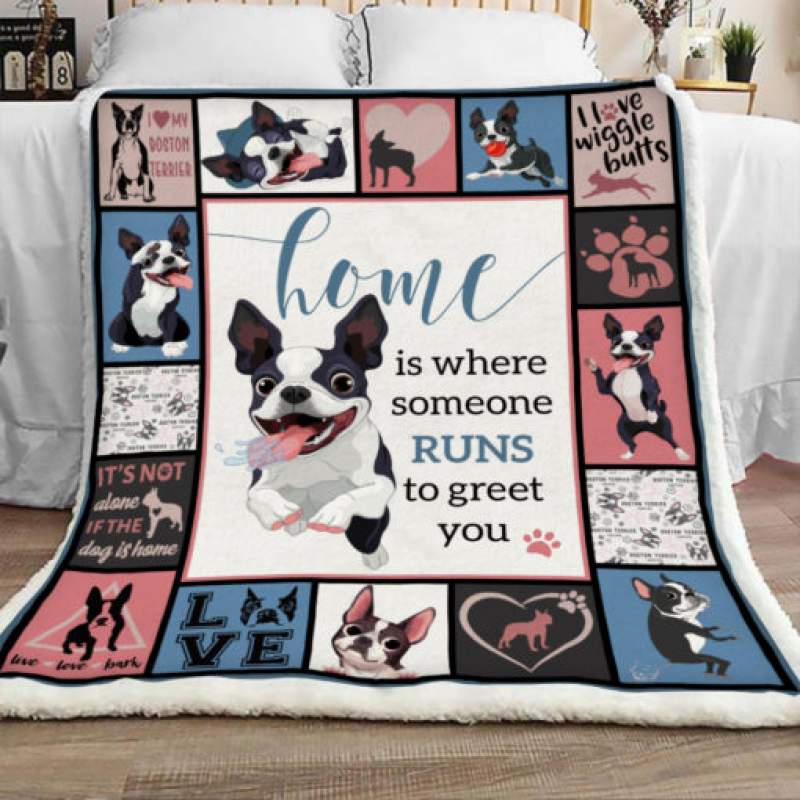 Boston Terrier Sherpa Blanket JR2201 85O36