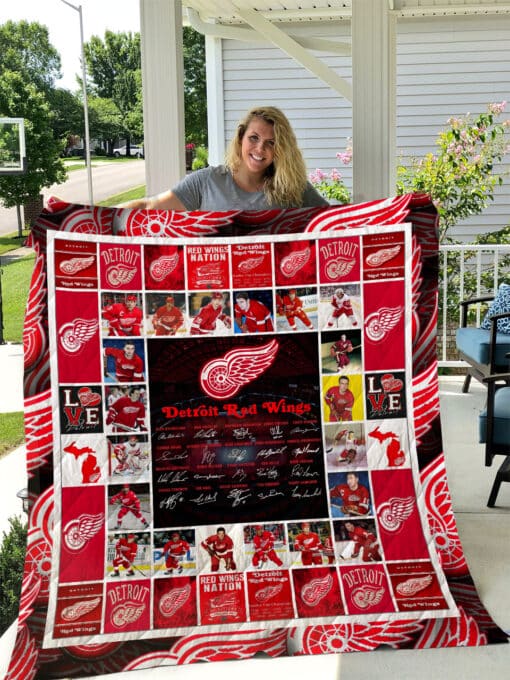 Detroit Red Wings Quilt Blanket Bh92