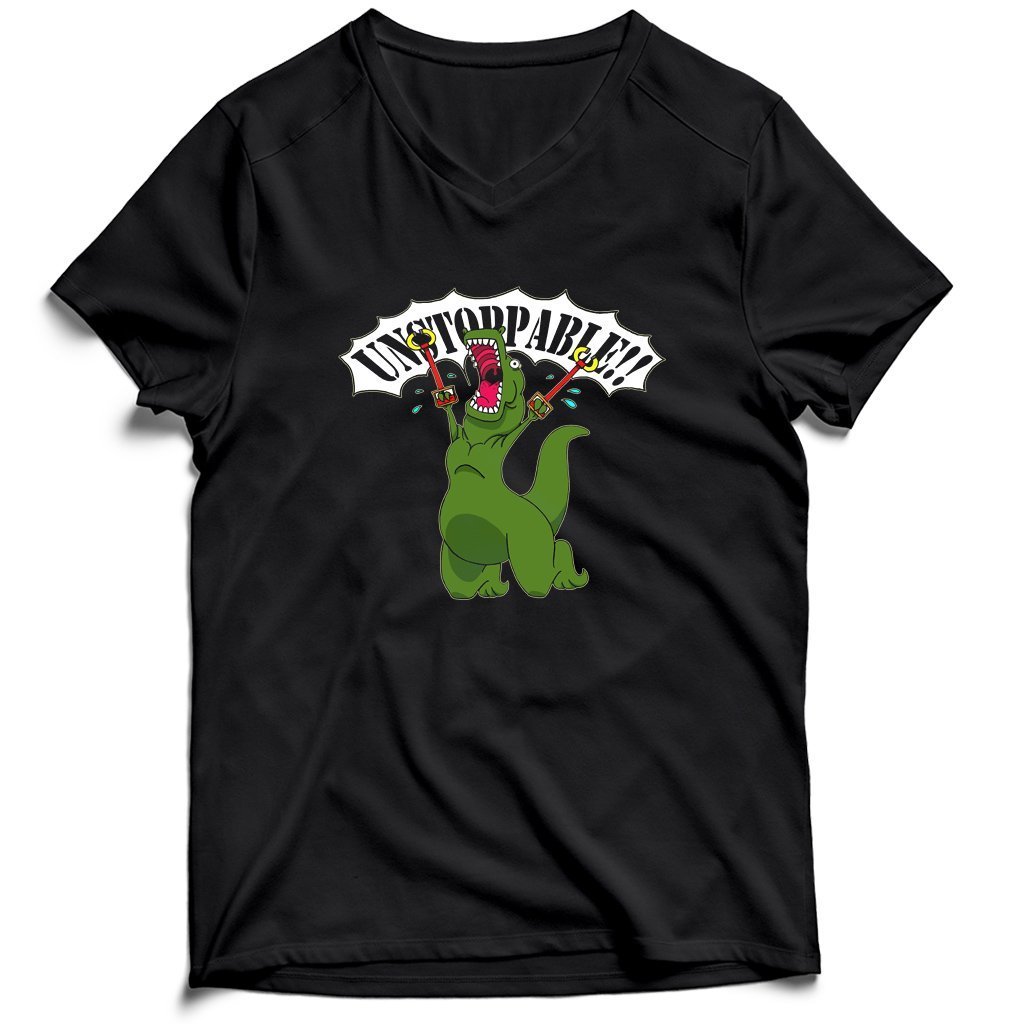 Unstoppable Dinosaur Men’s V-Neck Tee T-Shirt