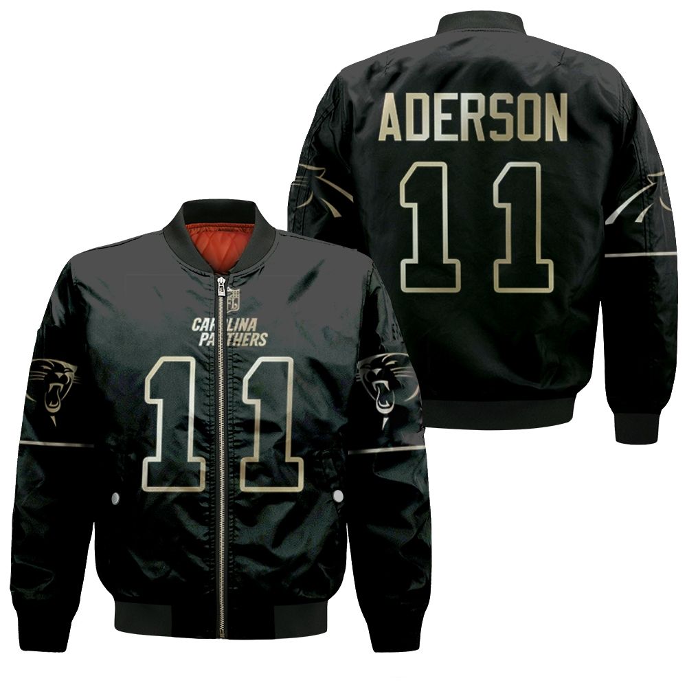 Carolina Panthers Robby Anderson 11 Great Player Black Golden Edition Vapor Limited Jersey Style Gift For Panthers Fans Bomber Jacket