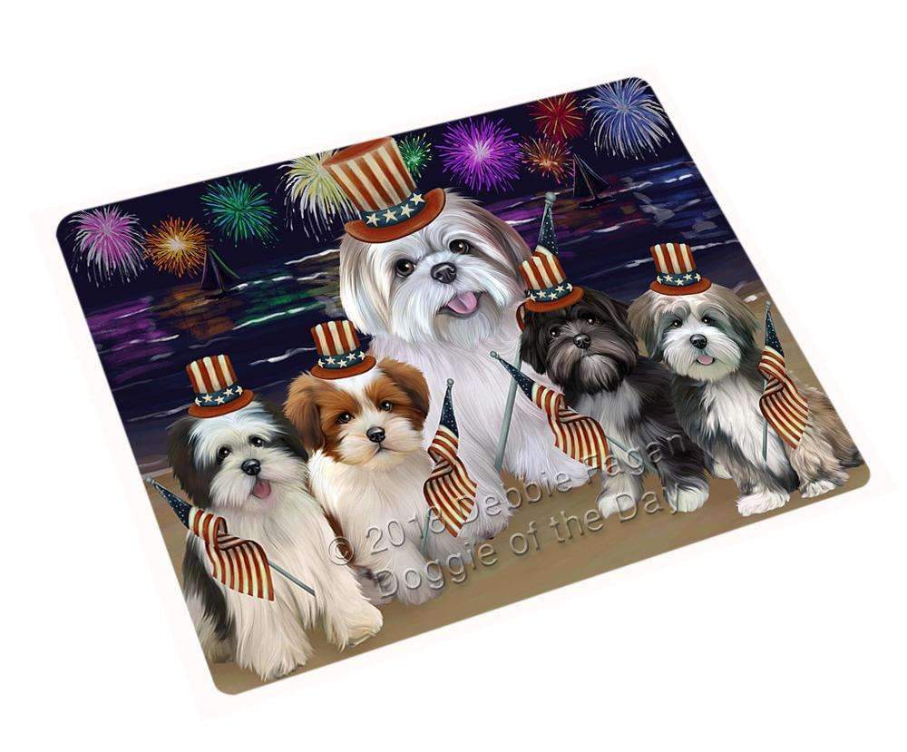 4Th Of July Independence Day Firework Lhasa Apsos Dog Blanket Blnkt55992 (37X57 Sherpa)