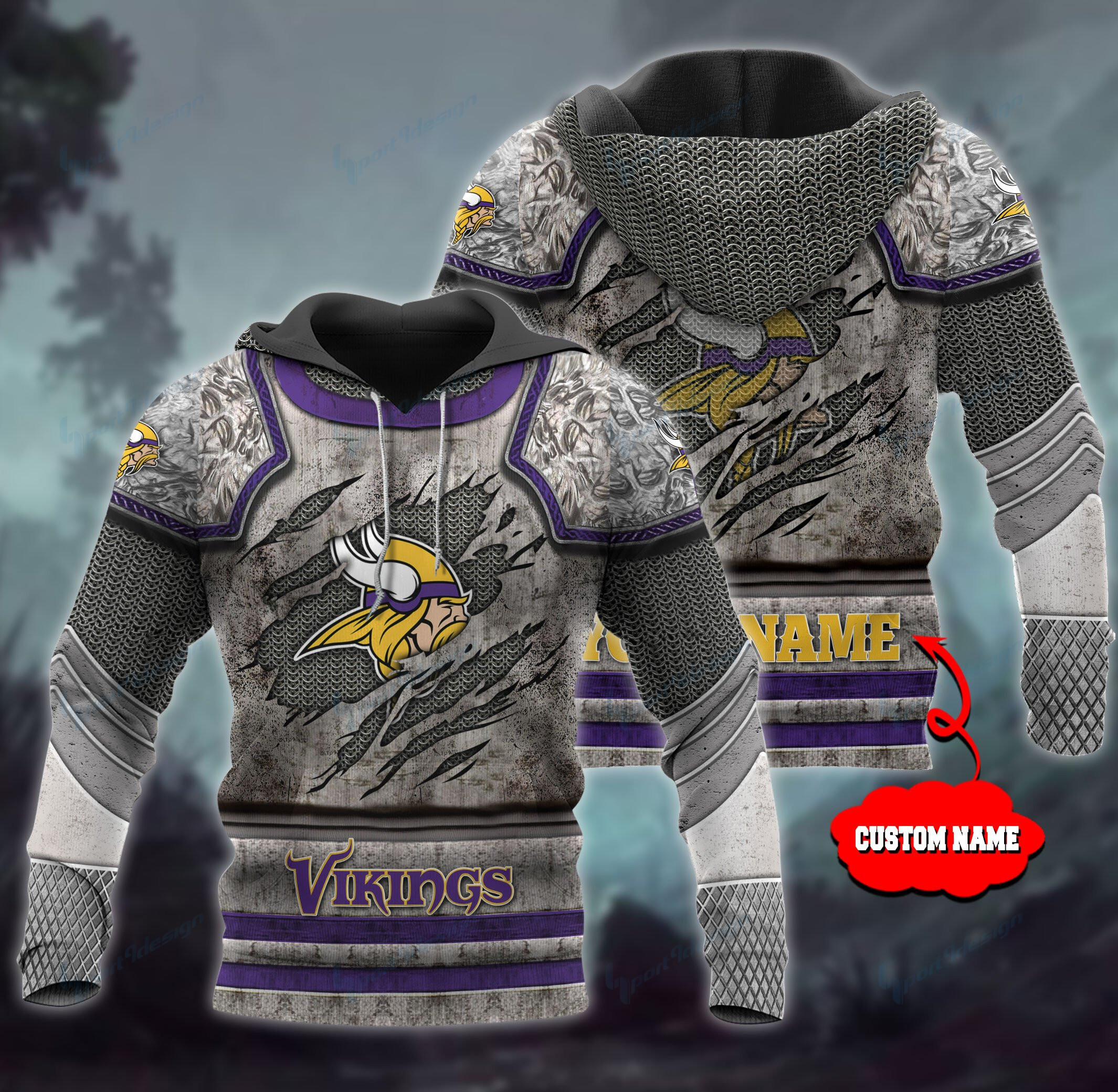 Minnesota Vikings Personalized All Over Printed 612