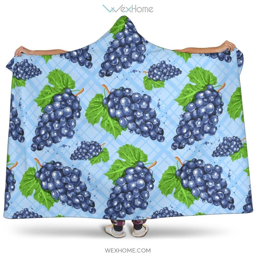 Watercolor Grape Pattern Hooded Blanket