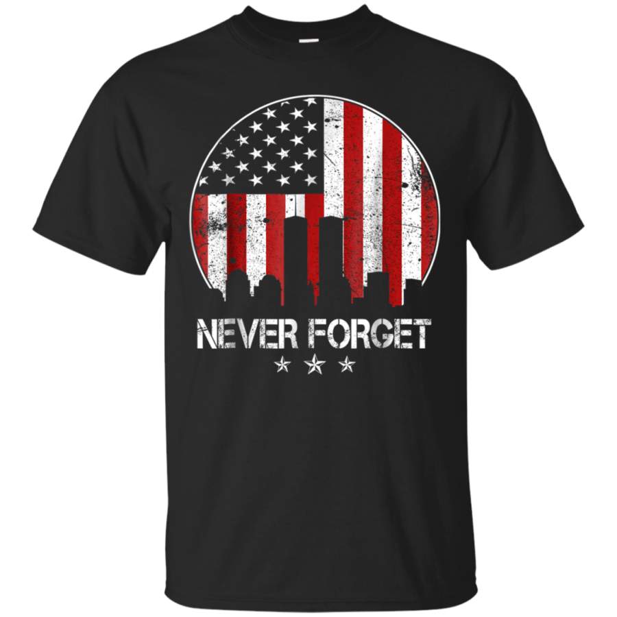 AGR 911 2001 Memorial Never Forget USA Flag Patriot Day T-Shirt