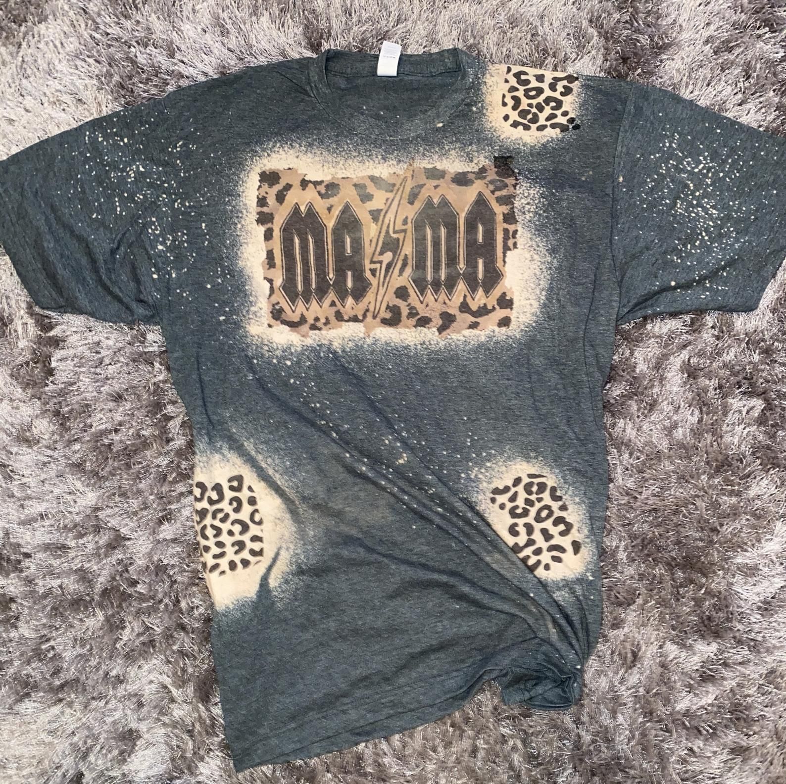 Custom Mama Bleached Shirt With Leopard Patches Perfect For Mother Mama Mom Gifts For The Holidays Mama Shirt