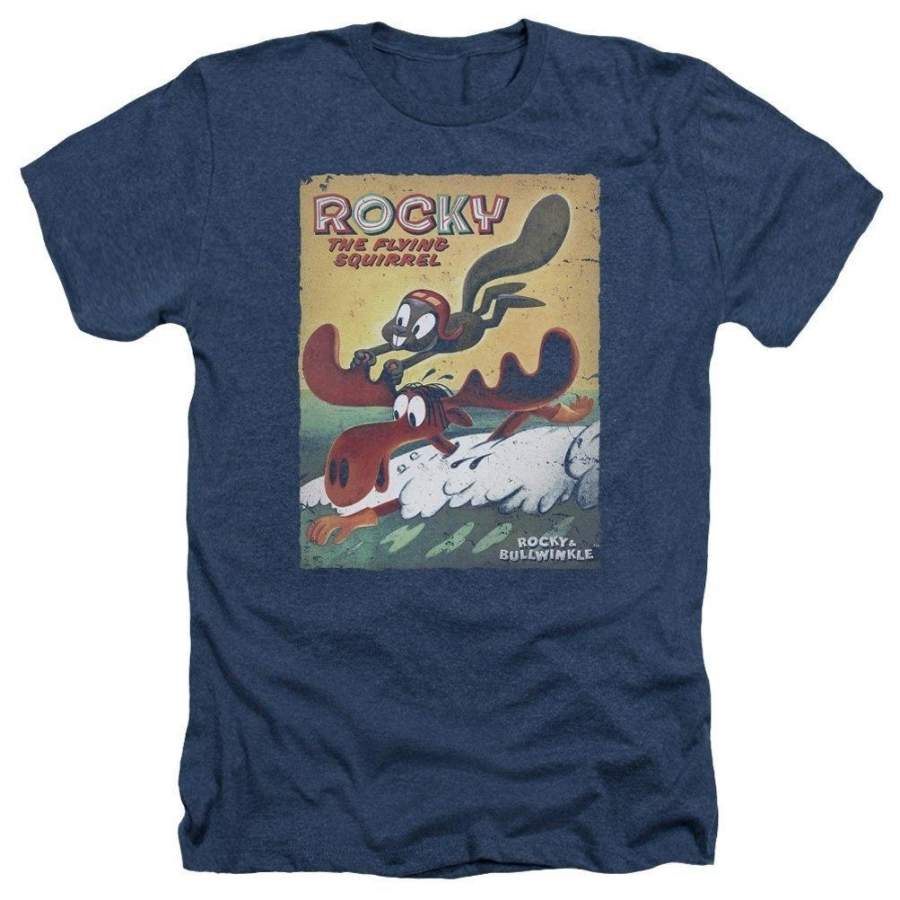 Rocky Bullwinkle Shirt Vintage Poster Heather T-shirt