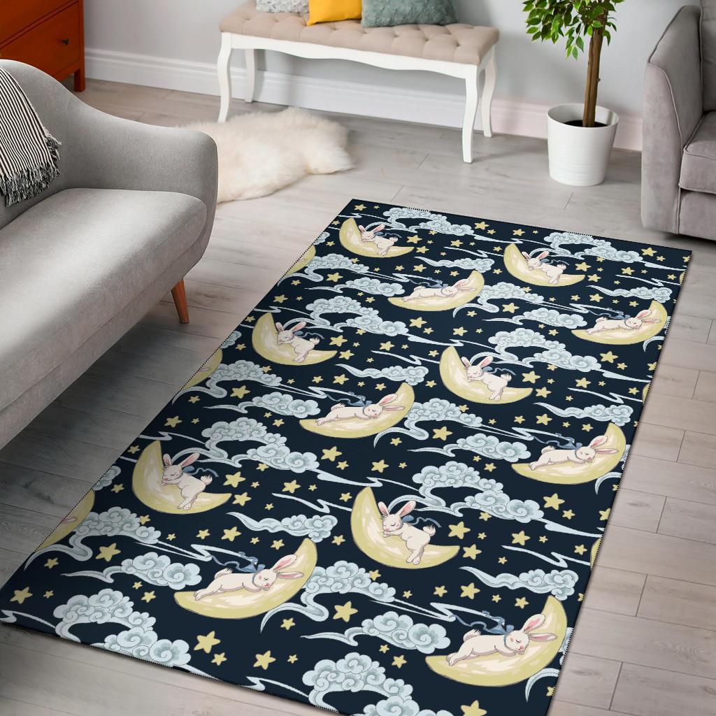 Rabbit Sleeping Pattern Print Design Rb08 Area Rugs