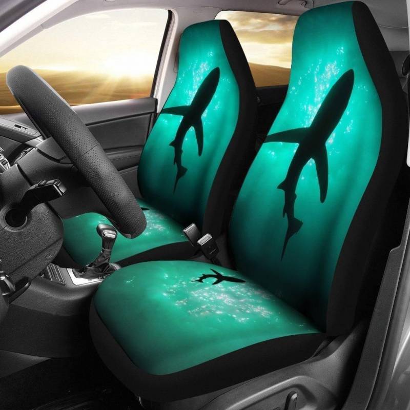 Shark Silhouette Underwater Shark Car Seat Covers Set of 2