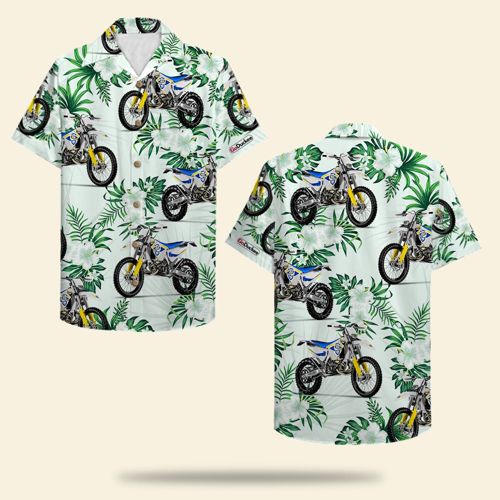 Custom Photo Motocross Hawaii Shirt Floral Pattern Ha57630