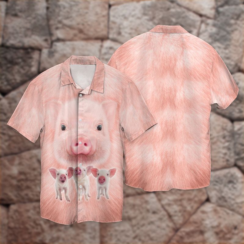 Cute Pigs Pink Full Print Hawaii Shirt Ha62393