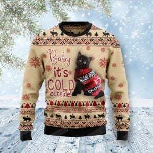 Black Cat Baby Ugly Christmas Sweater, All Over Print Sweatshirt