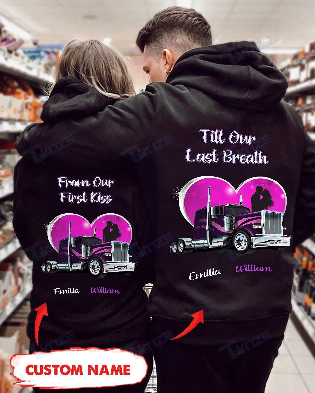 Couple Shirts – Personalized Till Our Last Breath Trucker Matching Couple, Valentine 2022 Gift Graphic Unisex T Shirt, Sweatshirt, Hoodie Size S – 5Xl