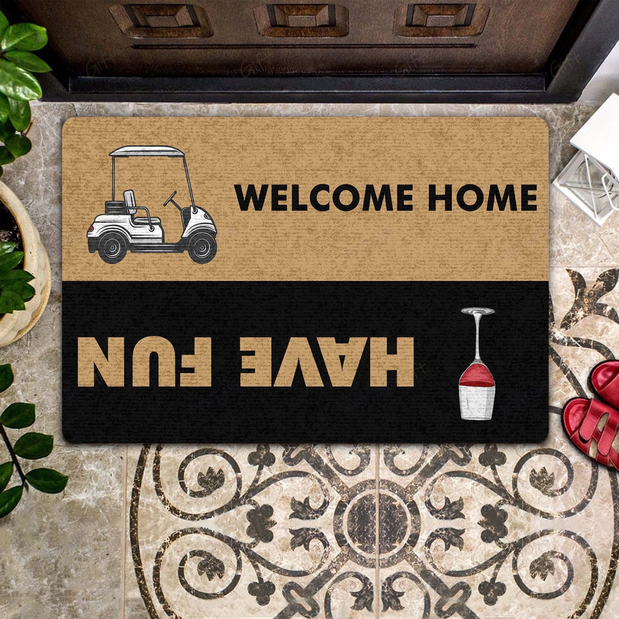 Wine – Have Fun & Welcome Home  All Over Printing Doormat