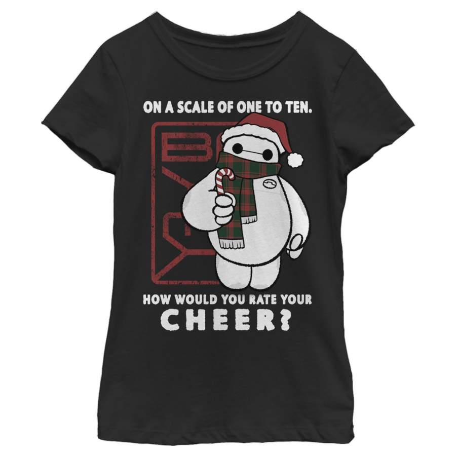 Big Hero 6 Girl’s Christmas Baymax Cheer Scale  T Shirt