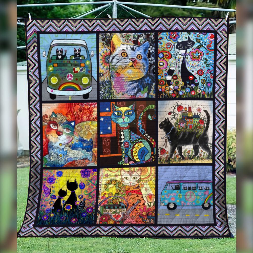 HIPPIE CAT NG 3D Quilt Blanket 825