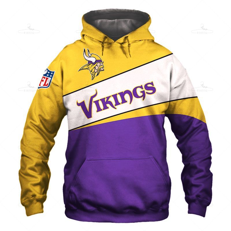 Minnesota Vikings Zip Hoodie 3D Long Sleeve Pullover New Season