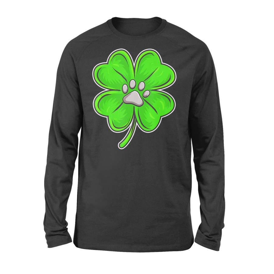 4 Leaf Clover Puppy Paw Shamrock for St Patricks Day T-Shirt – Standard Long Sleeve