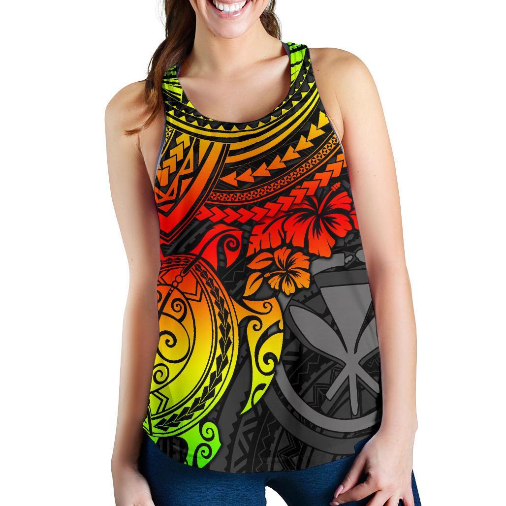 Hawaiian Tank Polynesian Turtle Hibiscus Racerback Tanks Ha106467