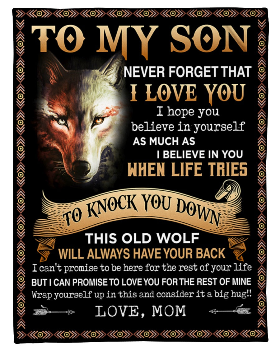 To My Son To Know You Down – Wolf Blanket Gift For Son From Mom Birthday Gift Home Decor Bedding Couch Sofa Soft And Comfy Cozy