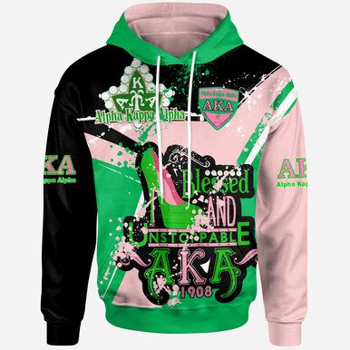 Alpha Kappa Alpha Hoodie – Alpha Kappa Alpha Sorority Blessed And Unstoppable 1908 Splash Style Hoodie