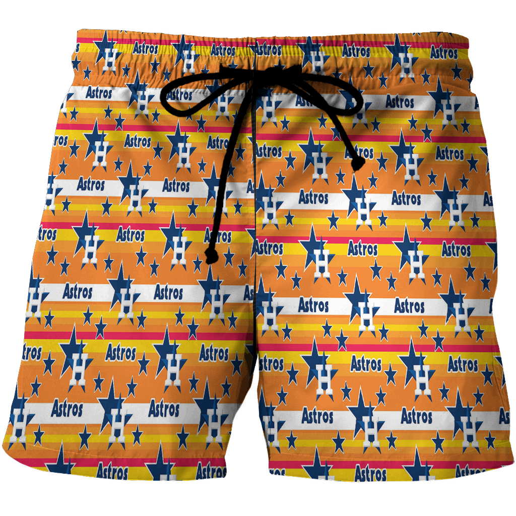 Houston Astros Emblem V12 3D All Over Print Summer Beach Hawaiian Short