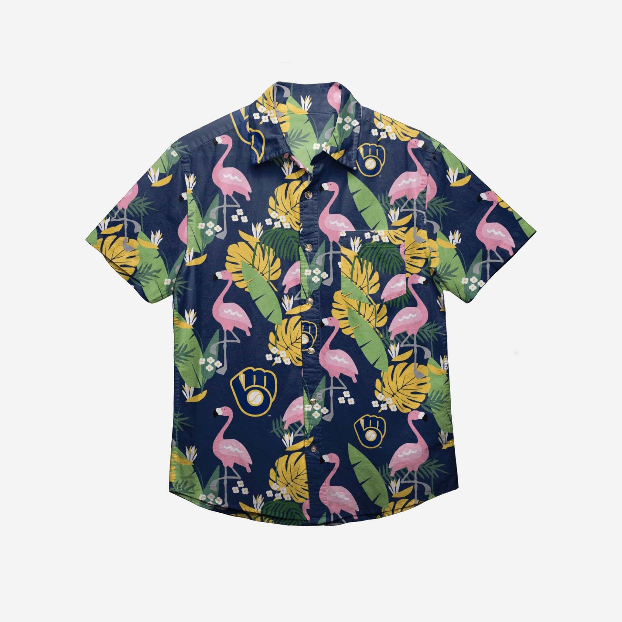 Milwaukee Brewers Floral Button Up Hawaii Shirt Ha100652