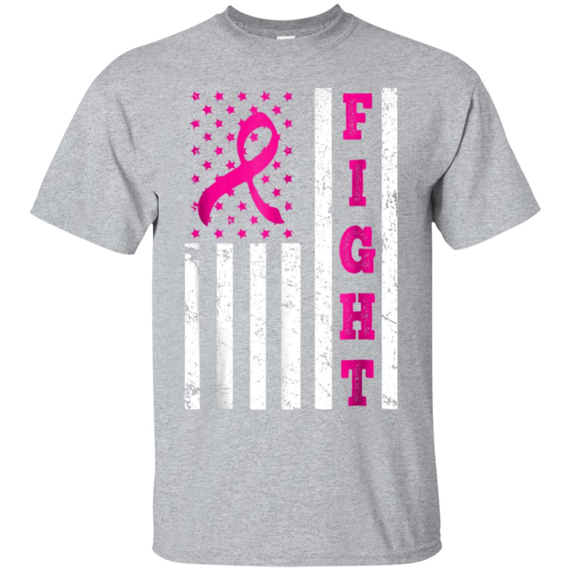 Breast Cancer Awareness T Shirt FIGHT Vintage US Flag Gift