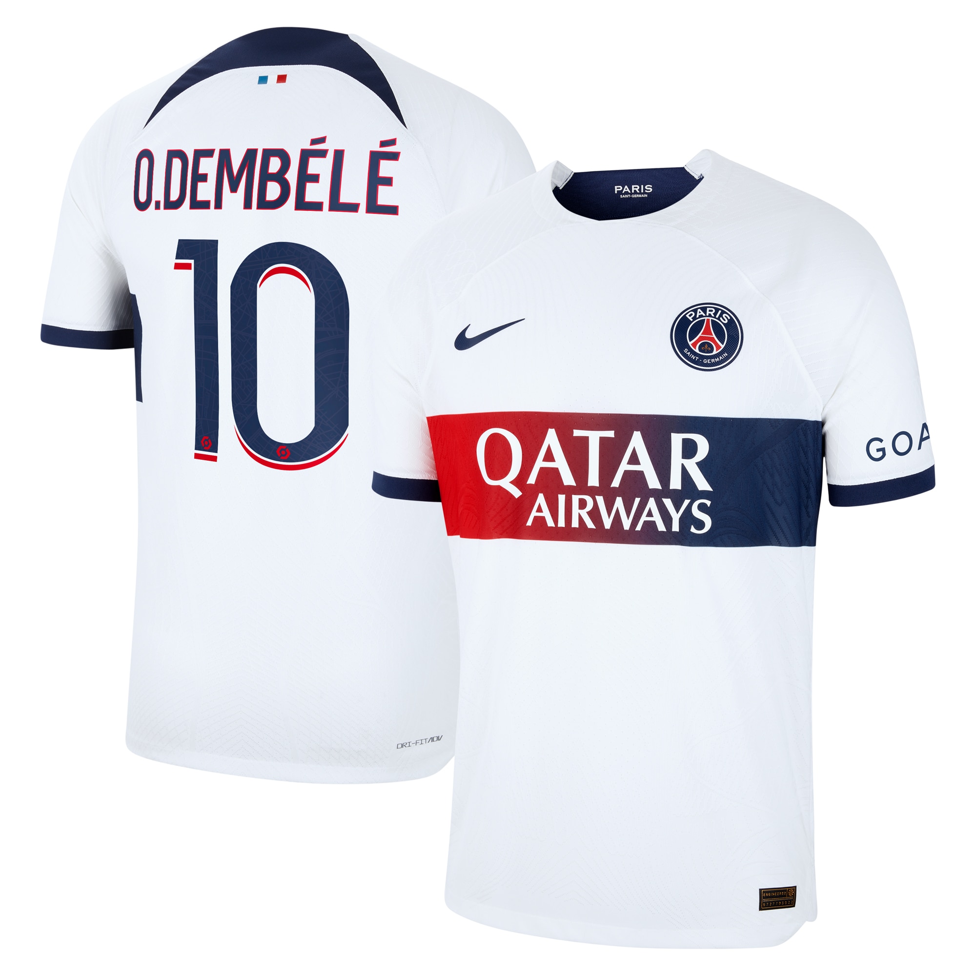 Ousmane Dembélé Paris Saint-Germain 2023/24 Away Match Authentic Player Jersey – White