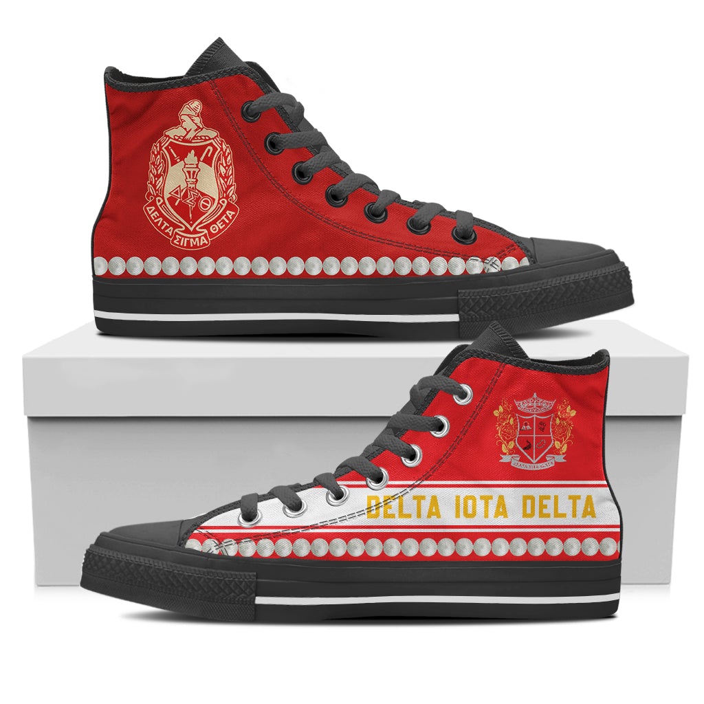 Wonder Print Footwear – Delta Sigma Theta Pearl High Top Shoes – Cato Style Lt10