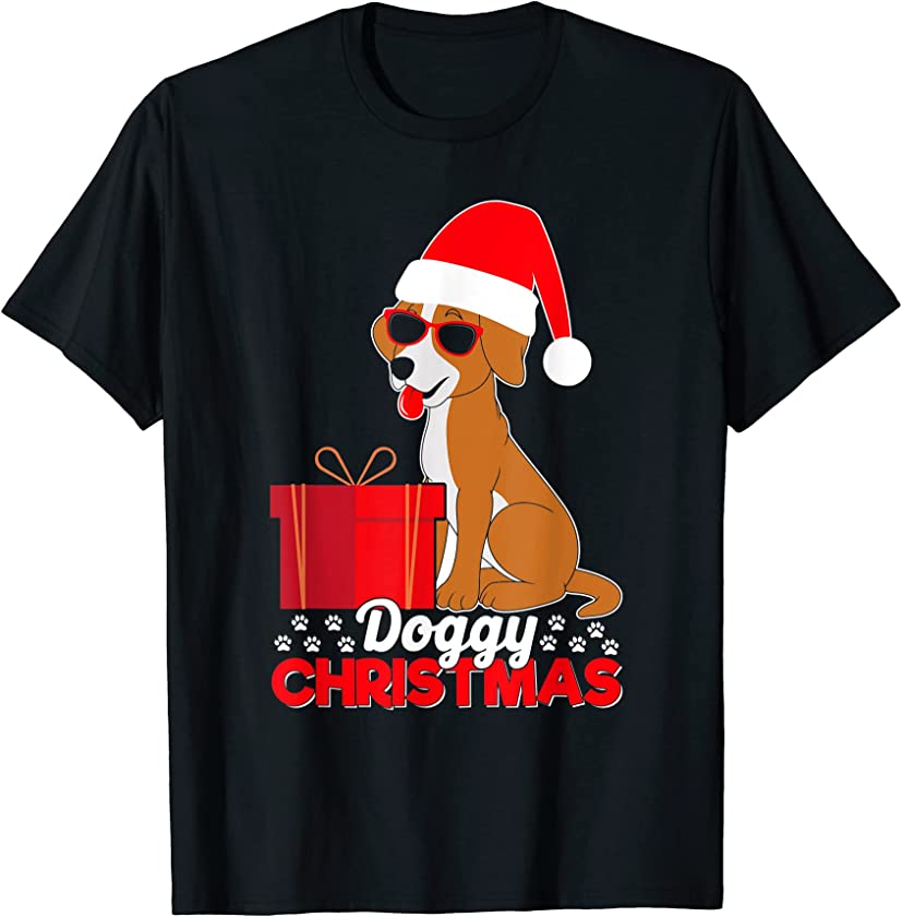 Doggy Christmas Santa Hat Dog Paw Puppy Xmas Holiday Dog T-Shirt