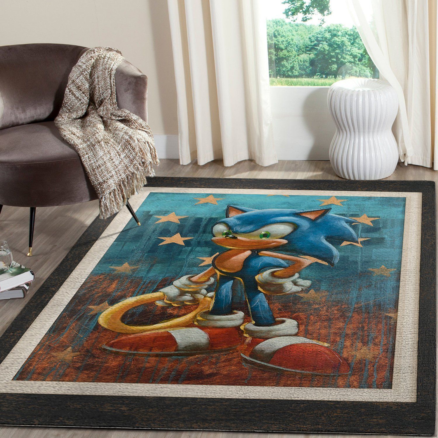 Sonic The Hedgehog Area Rug / Gaming Carpet, Gamer Living Room Rugs, Floor Decor 101117