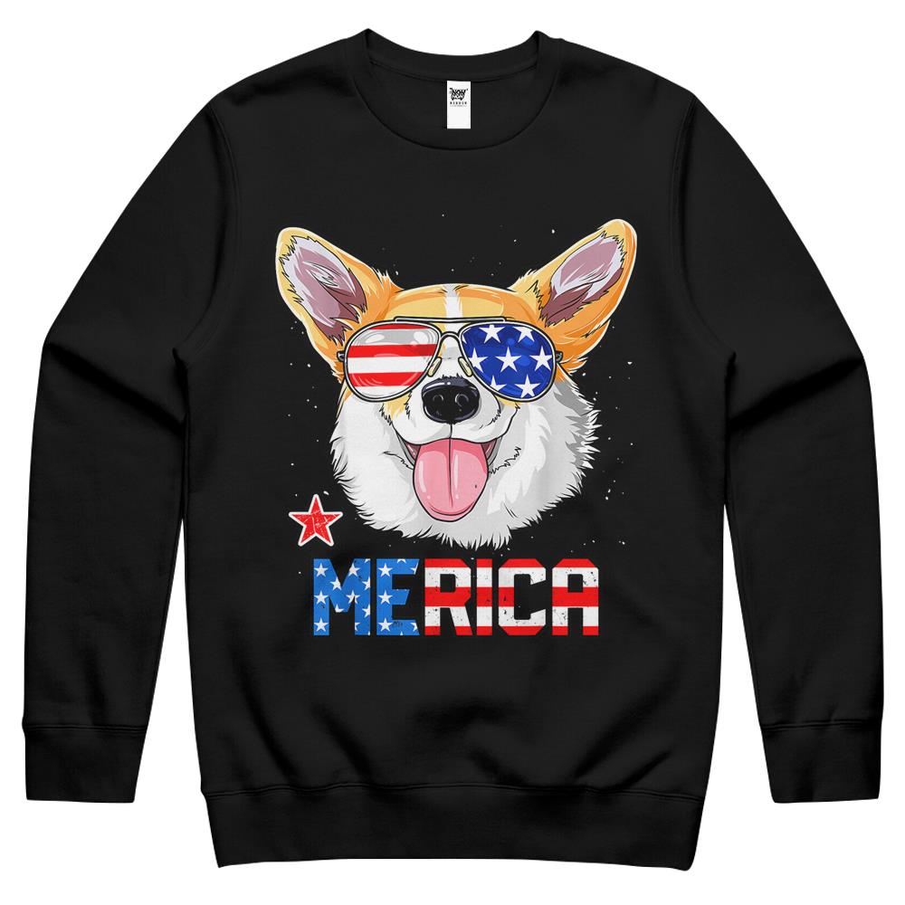 4Th July Shirts, Fourth Of July Crewneck Sweatshirt, 4Th Of July Crewneck Sweatshirt, Corgi Merica 4Th Of July Crewneck Sweatshirt Dog Puppy Crewneck Sweatshirt