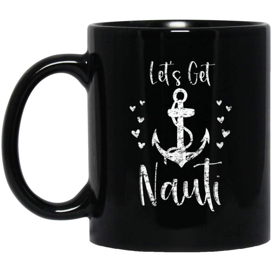 Vintage Retro Let’s Get Nauti Bachelorette Party Nautical Coffee Mug