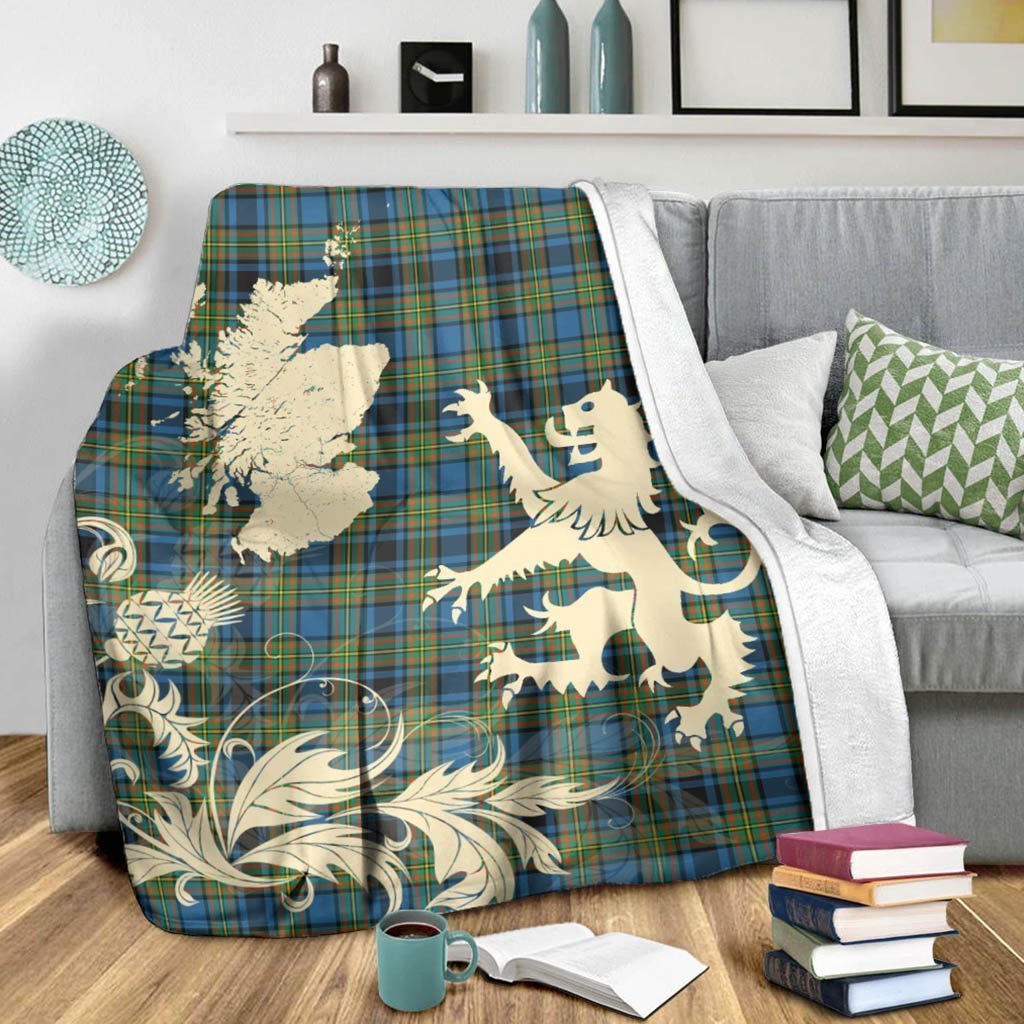 Tartan Blanket Gillies Ancient Tartan Scotland Lion Thistle Map Plaid Blanket