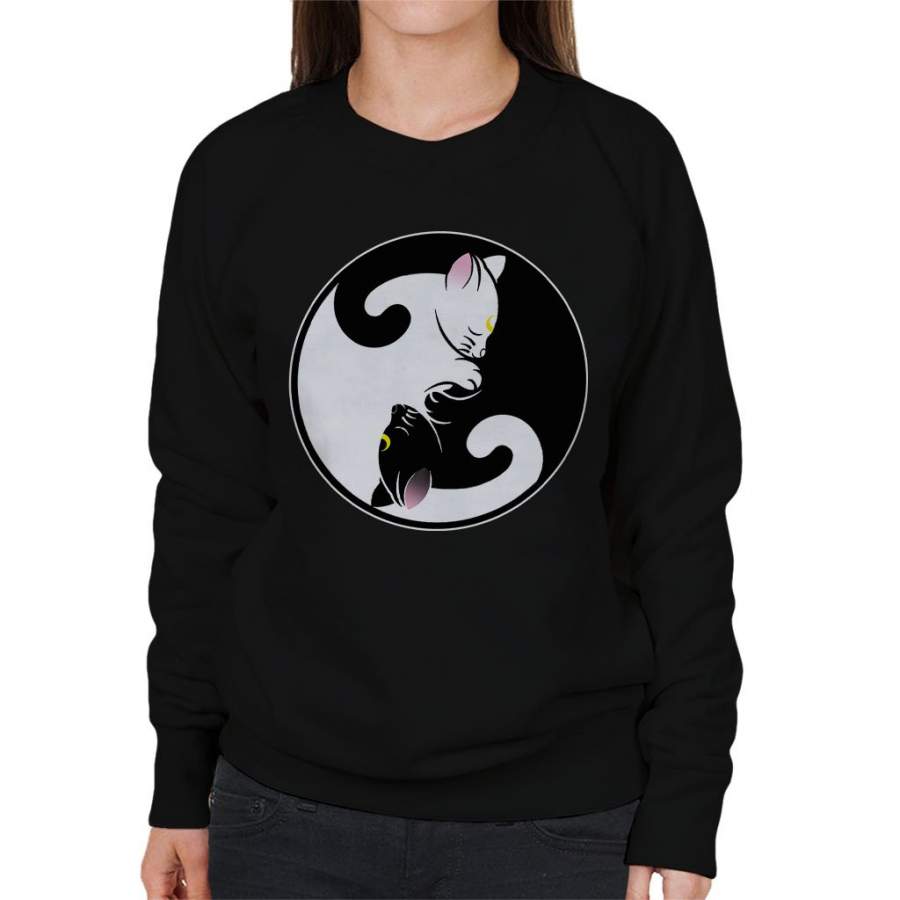 Sailor Moon Luna And Artemis Yin Yang Symbol Women’s Sweatshirt