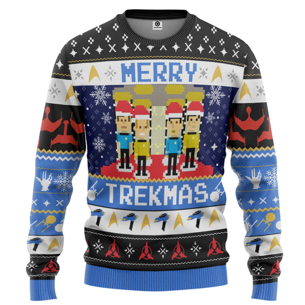 3D S.T Merry Trekmas Ugly Christmas Custom Ugly Sweater