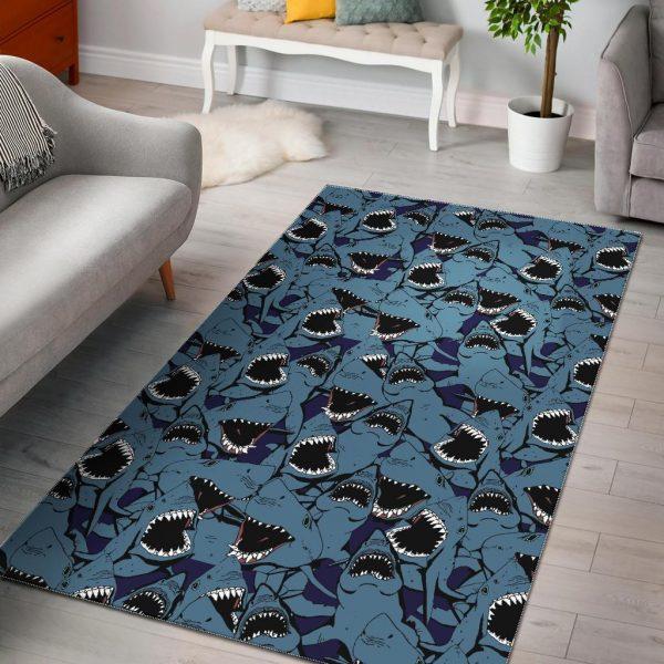 Shark Circling Pattern Print Home Decor Rectangle Area Rug