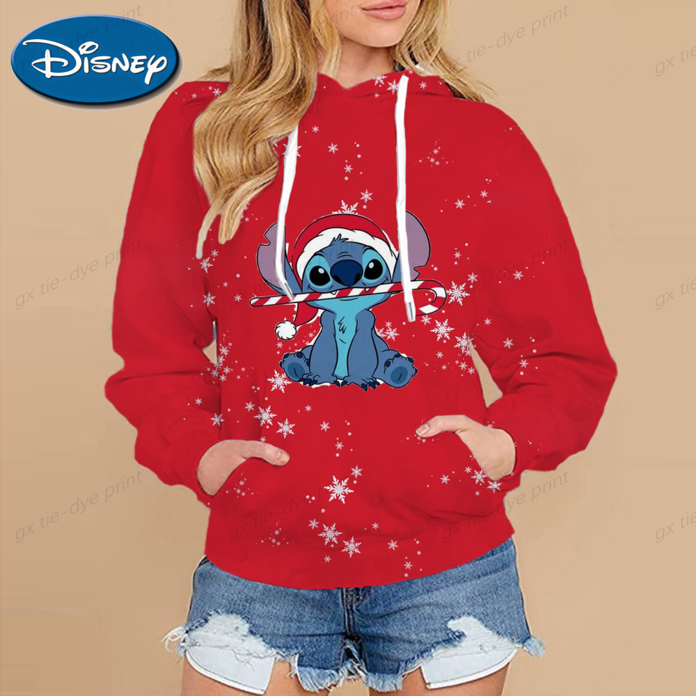 Women Children Hoodies Casual Disney Stitch Pattern Hoody Sweatshirts Fashion Hoodie Long Sleeve Female Christmas Streetwear alx