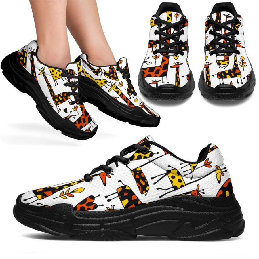 Cartoon Giraffe Pattern Print Chunky Sneakers