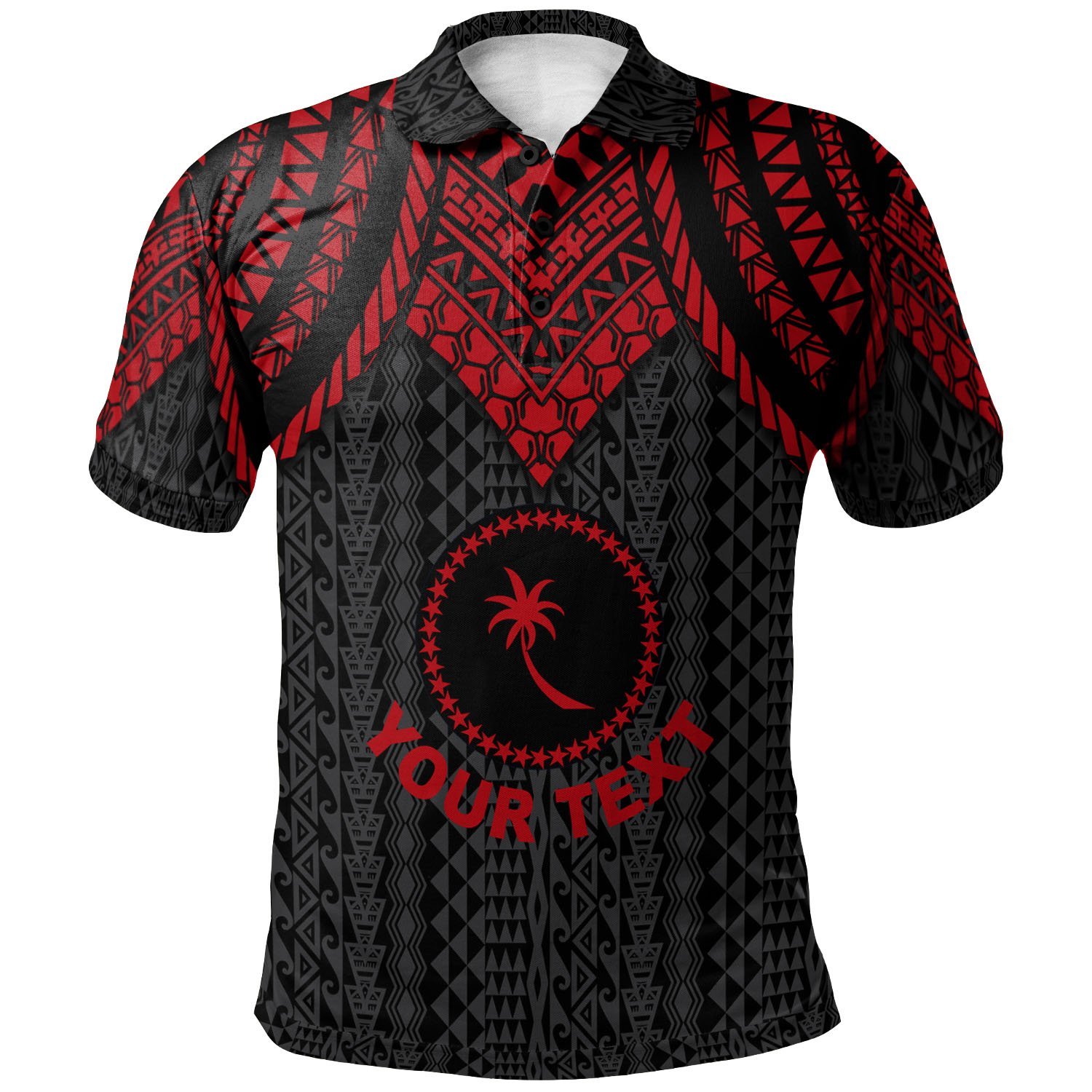 Chuuk Custom Personalised Polo Shirt – Polynesian Armor Style Red – BN39