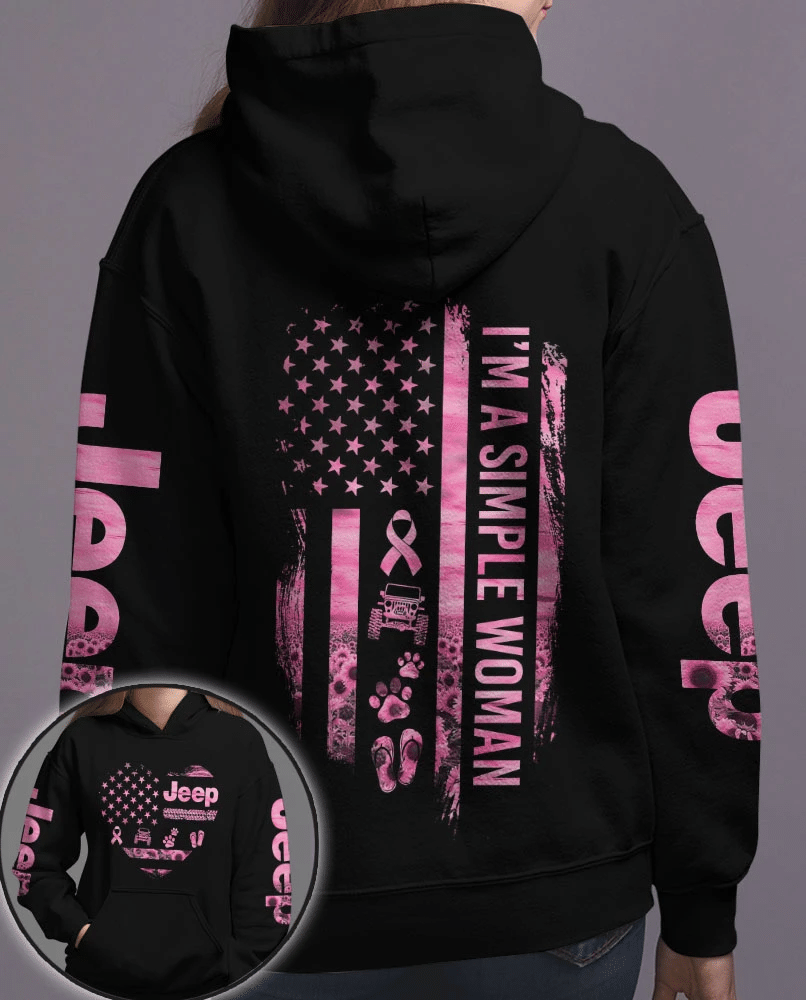 I’M A Simple Woman Jp Girl Breast Cancer Awareness Pink Black Hoodie 3D