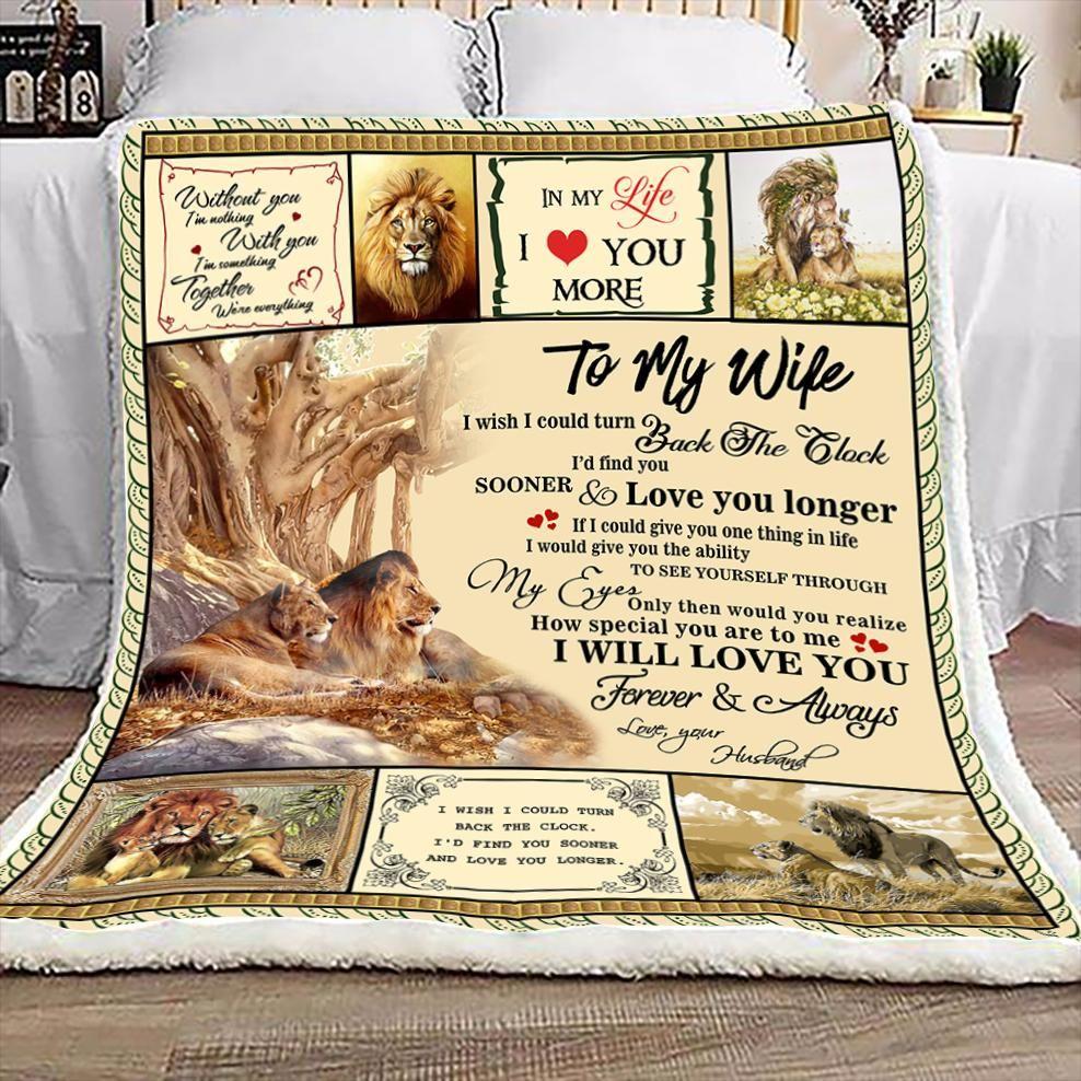 To My Wife Together We Are Everything Love Your Husband Lion Fleece Blanket