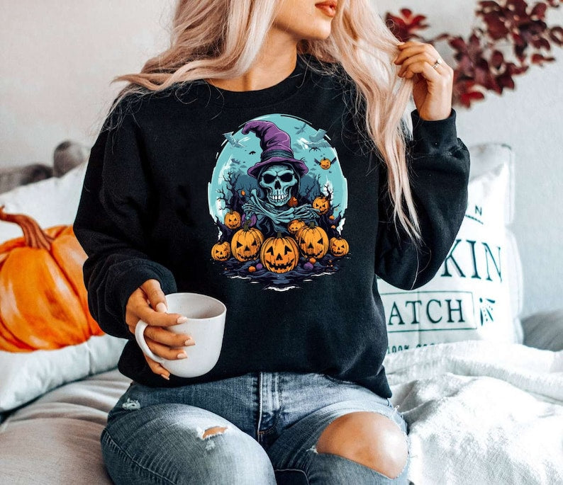 Retro Spooky Season Halloween Sweatshirt 2D Crewneck Sweatshirt All Over Print Sweatshirt For Women Sweatshirt For Men Sws4230